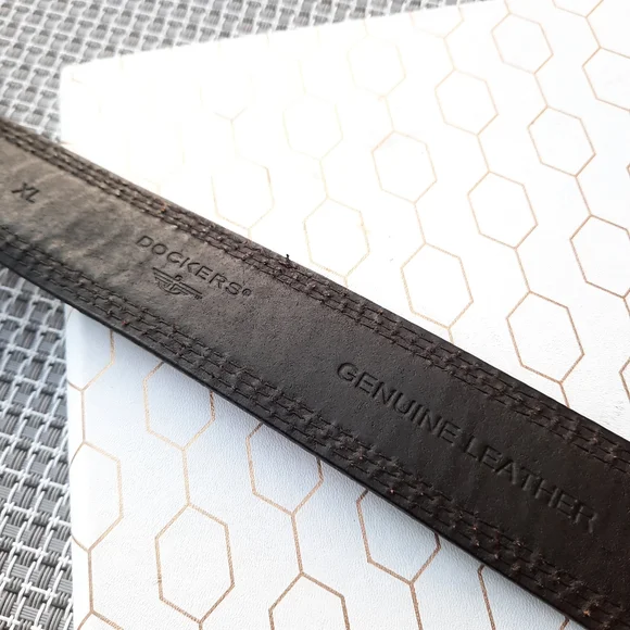 Dockers Braided and Stitched Studded Oversized Buckle Leather Belt XL Brown - Picture 12 of 12